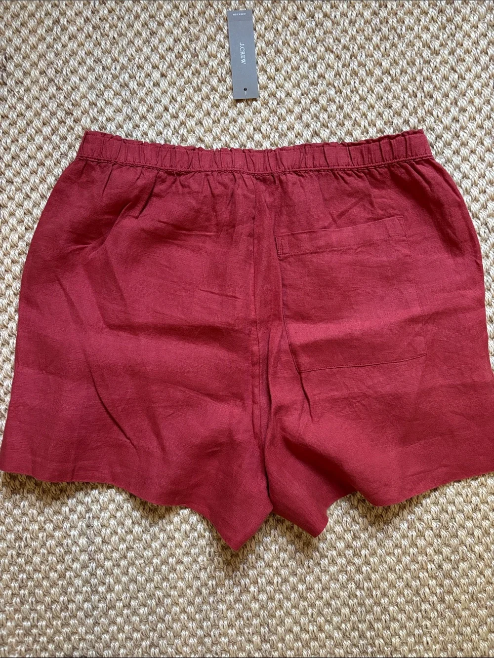 J. Crew Red-Rust Linen Elastic Waist Shorts XS new w tags